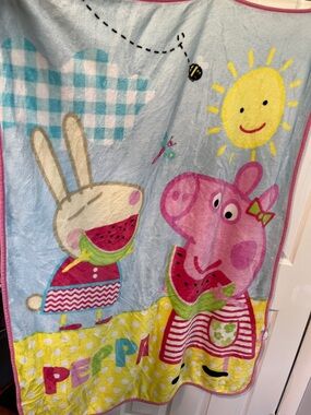 Peppa Pig Pink & Light Blue Kids Plush Throw Blanket